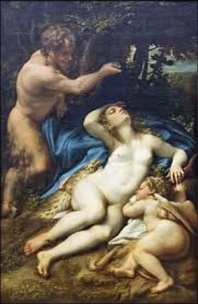 Représentant Vénus endormie avec son fils Éros épié par un satyre qui admire la beauté de la déesse, ''Vénus, Satyre et Cupidon'' est une peinture réalisée vers 1528 par un artiste de mouvement Renaissance. Quel peintre a dépeint cette scène ?