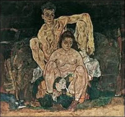 Dernier tableau exécuté par ce peintre et dessinateur expressionniste en 1918, ''La Famille'' est une peinture où l'auteur se représente avec sa femme Édith enceinte alors de 6 mois. Quel est le nom de ce peintre qui mourra avec sa chère et tendre en octobre 1918 de la grippe espagnole ?