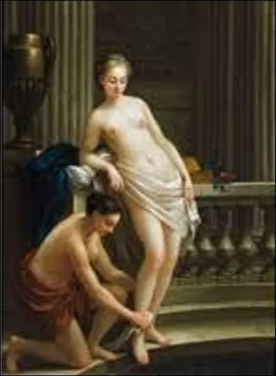 Conservé au musée Henri-Martin de Cahors, ''Deux femmes au bain'' est une peinture à l'huile commandée par le duc d'Orléans vers 1763. Représentant deux femmes nues sortant ou entrant dans un bain, à quel peintre néoclassique a-t-on demandé d'exécuter ce tableau ?