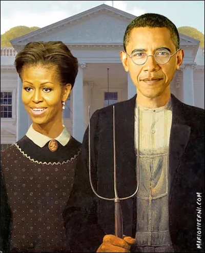 On peut voir Barack Obama et sa femme :