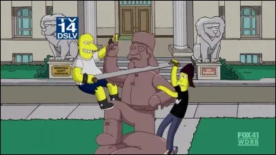 Dans le nouveau générique, sur qui tombe la tête de Jebediah Springfield ?