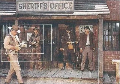 Au cinéma il y a plusieurs plans. Quel est celui ou l'on voit la tête de John Wayne (le petit rectangle) ?