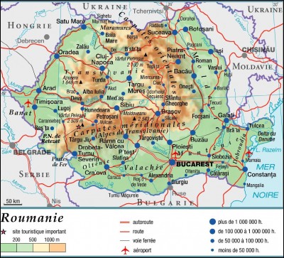 Quelle est la superficie de la Roumanie, à la dizaine de milliers près ?