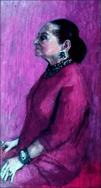 Ce portrait de René Bouché, peint en 1960, est celui d'une immense célébrité du monde des cosmétiques. Qui est-elle ?