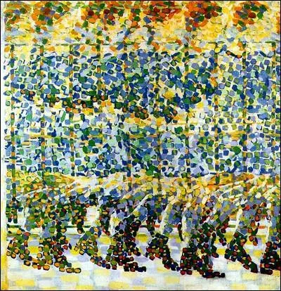 Ce tableau, 'Fillette courant sur un balcon', est une oeuvre de Georges Braque.