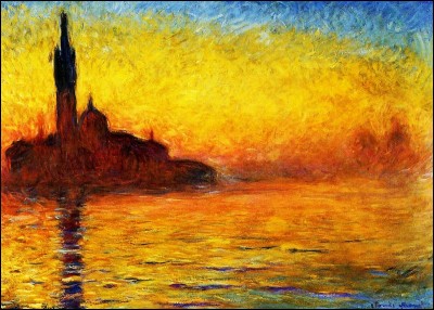 "Saint-Georges-Majeur au crépuscule" est un tableau signé Claude Monet.