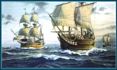 En 1492, les rois d'Espagne apportent leur soutien au navigateur Christophe Colomb, d'origine italienne. Celui-ci souhaite se rendre en bateau vers l'Extrême-Orient. Pensant être arrivé en Asie, il débarque aux Grandes Antilles. Le navigateur fera trois voyages semblables sans se douter être en Amérique. Sur quels bateaux embarquait-il ?