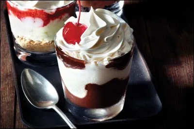 Originaire des Etats-Unis, ce dessert glacé est généralement surmonté d'un coulis, ainsi que d'éclats de noix (pécan ou noisettes), de pépites de chocolat, de crème fouettée ou d'une cerise. Quel est son nom ?