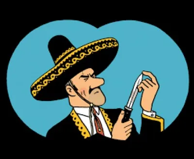 Quel est le nom du général qui est devenu lanceur de couteaux après un coup d'État dans ''Les Sept Boules de cristal'' ?