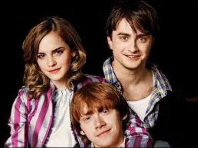 Daniel Radcliffe, Rupert Grint et Emma Watson jouent respectivement les rôles d'Harry Potter, de Ron Weasley et d'Hermione Granger :