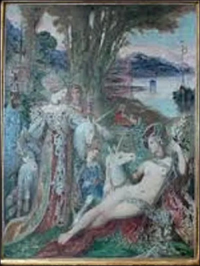 ''Les Licornes'' est une toile d'un symboliste inspirée librement des tapisseries appelées ''La Dame à la licorne'', aujourd'hui conservées au musée de Cluny. Quel est le nom du créateur de cette toile de 1,15 m de haut sur 0,90 m de large ?