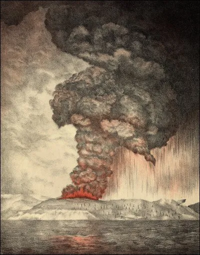 Quelle éruption explosive fait des dizaines de milliers de victimes, tuées par l'onde de choc, les retombées de débris et de cendres, et les tsunamis en 1883 ? Elle provoque un bruit effroyable, le plus fort entendu sur Terre.