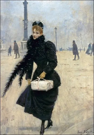 Cette élégante a été peinte par Jean Béraud. Où se promène-t-elle ?