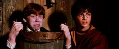 Ron voulait jeter un sort sur Drago pour cracher, mais il s'est retourné contre lui ! Que crache alors Ron ?