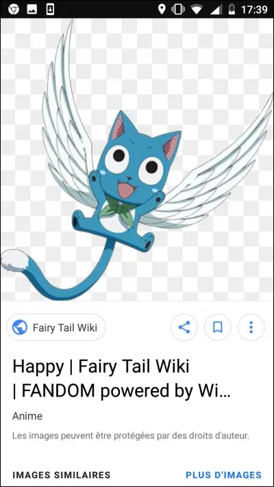 Comment s'appelle le chat bleu dans Fairy Tail ?