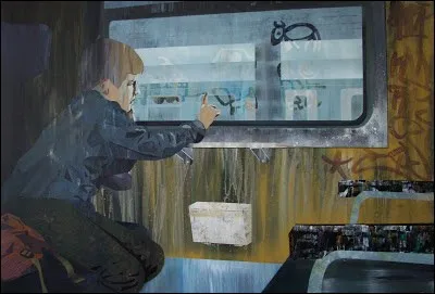 Adam Hollos a peint "HermeneutikA". Placez une femme dans le compartiment de train au lieu de cet homme, et vous semblerez visualiser une scène du film...