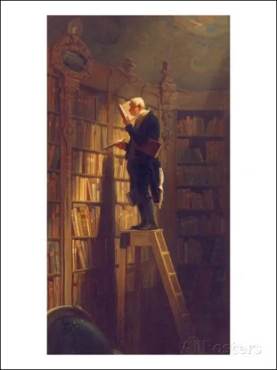Ce tableau de Carl Spitzweg s'intitule "Le rat de bibliothèque". Il pourrait servir de décor à une scène du film... ?