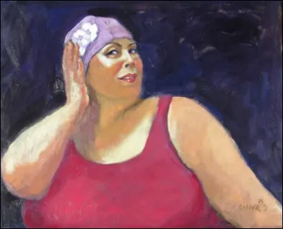 La peintre Beth Carver a réalisé ce portrait titré "Huba Huba". Si vous placez devant cette dame manifestement charmée un petit brun sous le charme, vous visualiserez une scène de la comédie douce-amère... ?