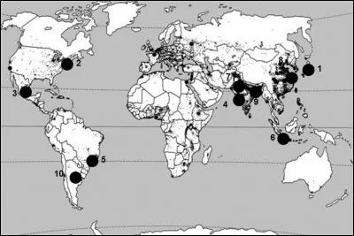 Quelle ville est située au point n° 5 ?