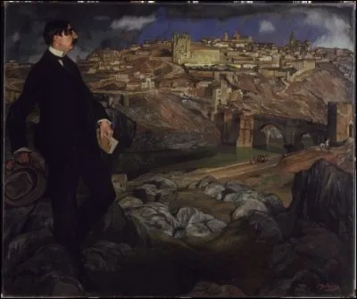 Cette oeuvre d'Ignacio Zuloaga est titrée "Maurice Barrès devant... ", une ville espagnole renommée notamment pour son Alcazar dominant la ville... Où est-on ?