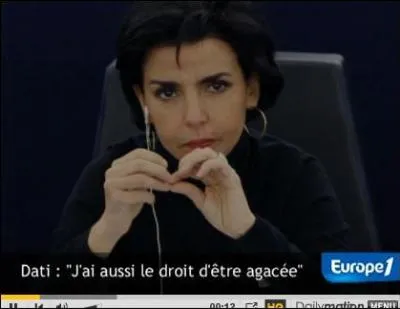 Rachida Dati se fait des cheveux blancs au Parlement europen, o elle a t lue en juin. Une quipe de M6 a enregistr ce qu'elle racontait au tlphone  une amie depuis l'hm