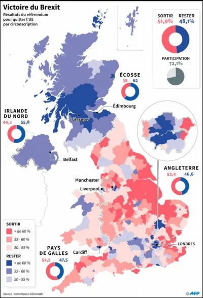 Par r&eacute;f&eacute;rendum, les &eacute;lecteurs britanniques votent pour une sortie de l'UE : c'est le Brexit. Quand &eacute;tait-ce ?