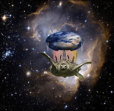 Le monde est un disque soutenu par 4 éléphants juchés sur une tortue géante, selon :