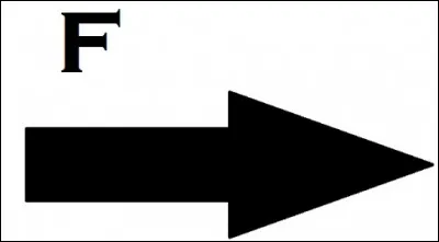 Que représente la grosse flèche avec le "F" à côté dans un schéma de principe ?