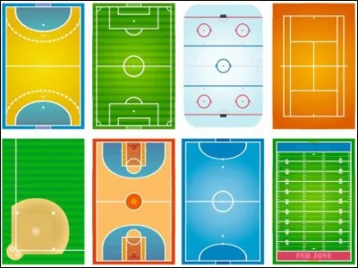 Parmi ces quatre terrains de sport, lequel a la plus petite surface ?