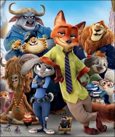 Parmi ces quatre personnages du dessin animé "Zootopie", lequel est le plus petit ?