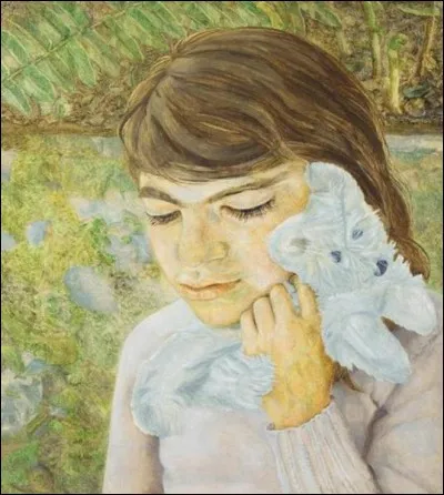 Qui a représenté cette enfant avec un chien en peluche ?