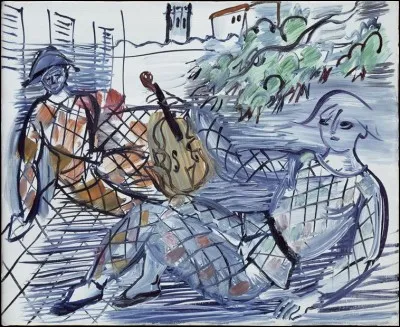 Qui a peint "Arlequin rouge et blanc au violon" ?