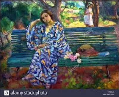 De qui est cette toile intitulée "Le banc vert" ?