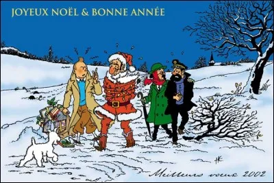 Tintin est en train d'expliquer à cet esprit mesquin, cet autre médiocre, ce parvenu qui s'imagine magnifique dès qu'il s'est déguisé, qu'on ne fait pas cela, de se vêtir en père Noël pour ainsi s'approprier des cadeaux qui ne lui sont point destinés. Tournesol et Haddock sont témoins et bien d'accord avec les réprimandes.
Vous devez trouver qui est cette incarnation du mal.