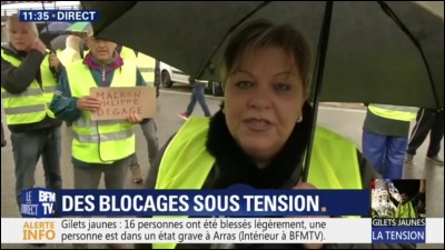 De quelle couleur sont les gilets arborés par ces manifestants français durant l'hiver 2018 ?