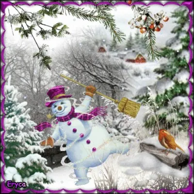 Que tient le bonhomme de neige dans SA main gauche ?