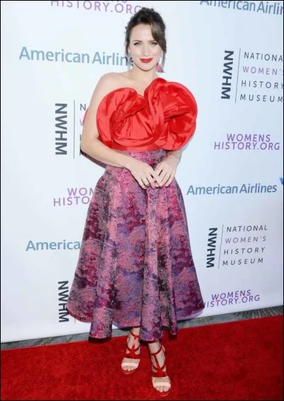 Cachée derrière ces seins, pardon, ces choux gigantesques, c'est Shantel van Santen, qui n'a pas le sens des proportions, quant à la couleur... Aux USA le violet est la couleur dédiée... ?