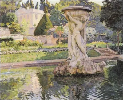 Qui a peint "La Madrague, jardin avec villa et fontaine" ?