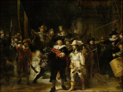 De ce tableau de Rembrandt, il ne reste qu'un dernier fragment du titre : «...... nuit » ! Retrouvez le reste !