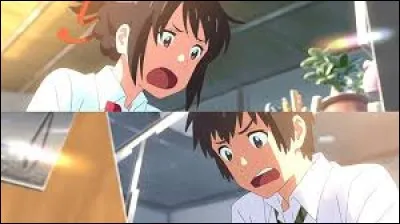 De quelle couleur sont les boucles d'oreilles de Mitsuha ?