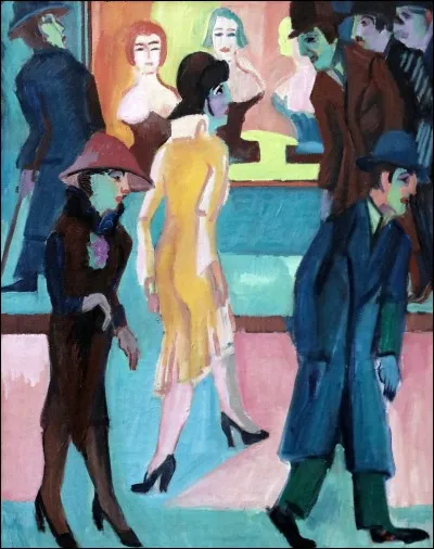 Qui a représenté cette "Scène de rue avec salon de coiffure" ?