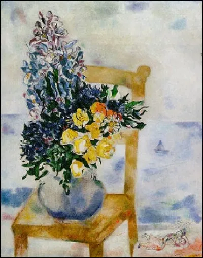 Qui est le peintre du tableau "Fleurs sur une chaise" ?