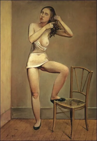 Qui a peint cette jeune fille, le pied sur une chaise ?