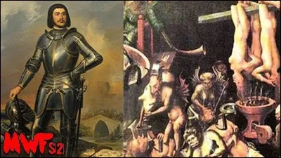 Parmi ses compagnons d'arme, Jeanne compta Gilles de Rais, il participa à de nombreuses batailles puisqu'il fut élevé au titre de maréchal de France, avant de se retirer du conflit. Accusé par sa famille et des proches de nombreux crimes, meurtres (140 enfants), il fut (abusivement ?) spolié de ses biens, passé à la question et exécuté. Quel mythe trouve son origine dans ce personnage ?