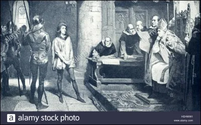 Vendue aux Anglais pour 10 000 livres tournois (+ de 200 Twingo), à qui est-elle confiée à Rouen, quartier général des Anglais ?