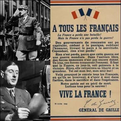 Le général De Gaulle partit pour Londres le...
