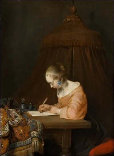 Qui a peint ce tableau "Femme écrivant une lettre" ?