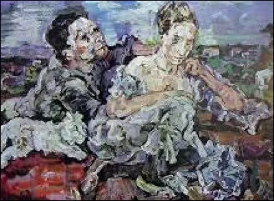 Qui a réalisé cette oeuvre intitulée "Couple d'amants avec chat" ,