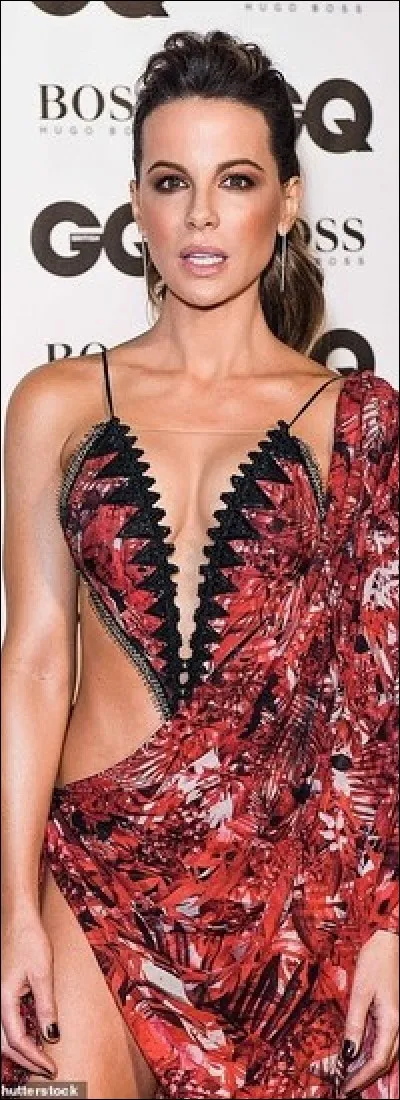 Pour finir, voici l'étrange et très laide tenue de Kate Beckinsale, l'actrice, qui ressemble à des linges accrochés au hasard... De plus, l'imprimé est inesthétique, faisant un peu penser à... ?