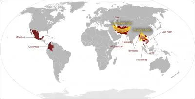 Le triangle d'or est une région montagneuse d'Asie du Sud-Est aux confins du Laos, de la Birmanie et de la Thaïlande. De quelle substance cette région est-elle l'une des principales zones mondiales de production ?
